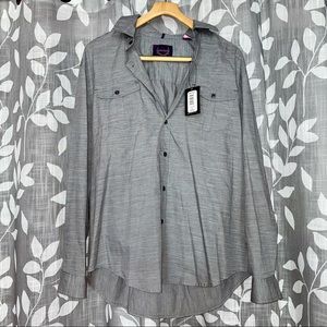 Gray Dual Pocket Long Sleeve Button Down